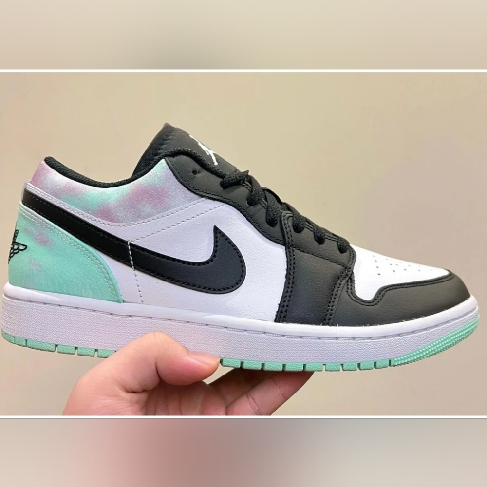 Nike Air Jordan 1 Low SE DM1199 100 White Black Toe Tie Dye Size 9 Mens. 